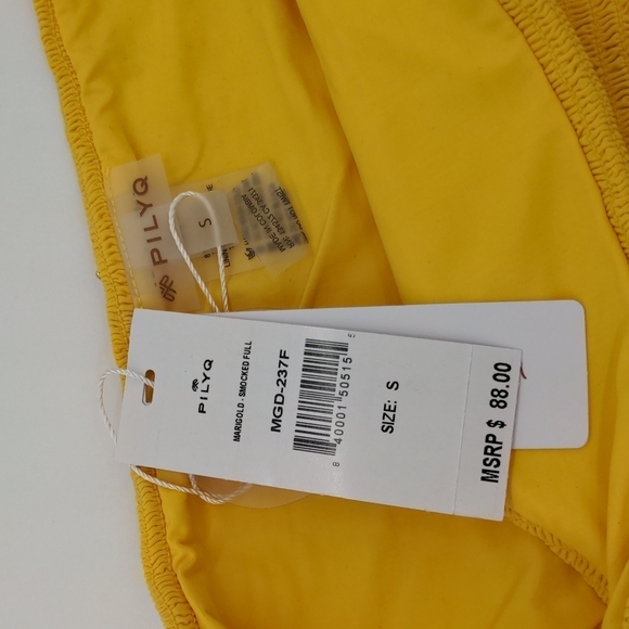 NWT PilyQ Marigold Smocked Full Bikini Bottom Size Small - Picture 3 of 6